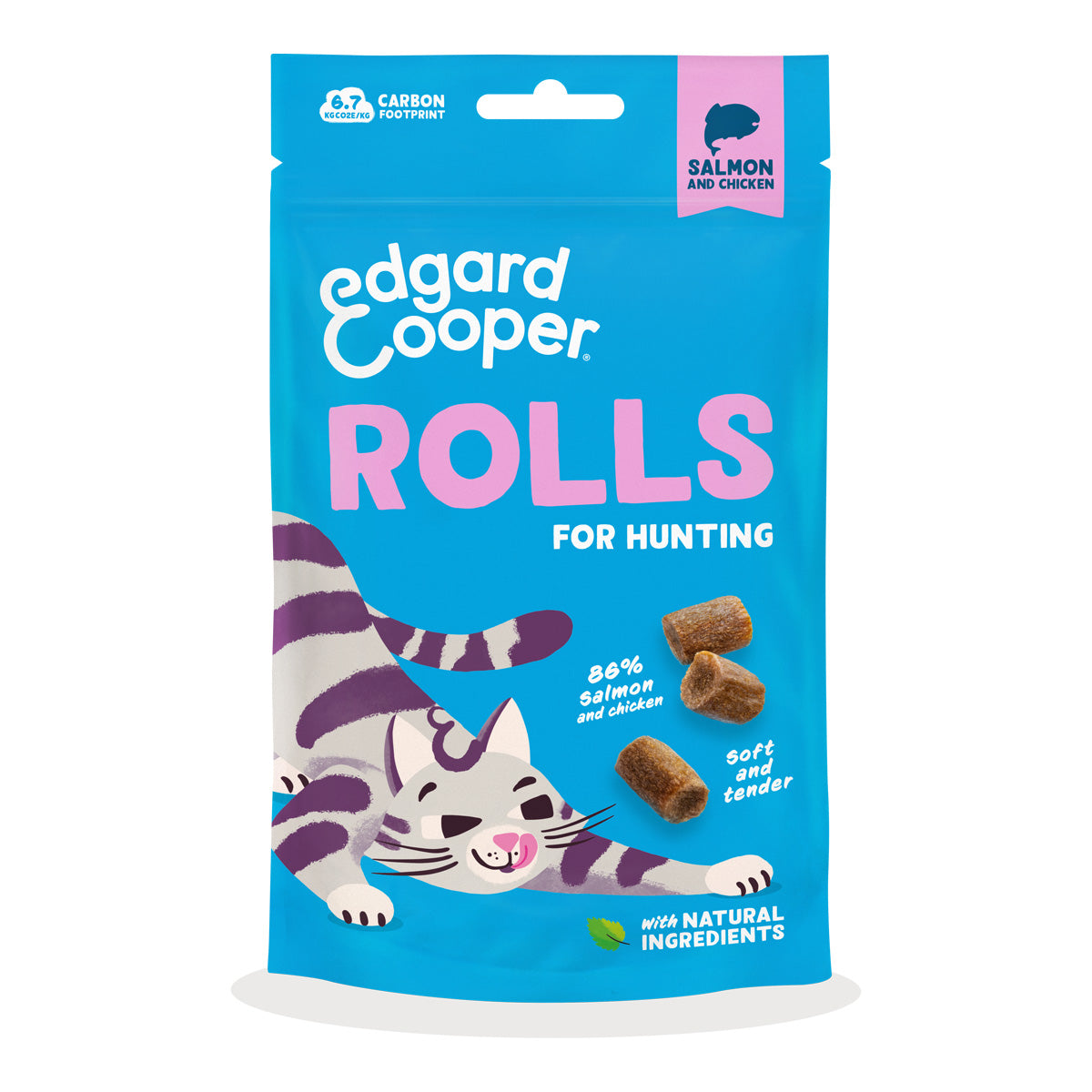 Rolinhos de Salmão e Frango - snacks Naturais para Gatos Edgard Cooper 45g