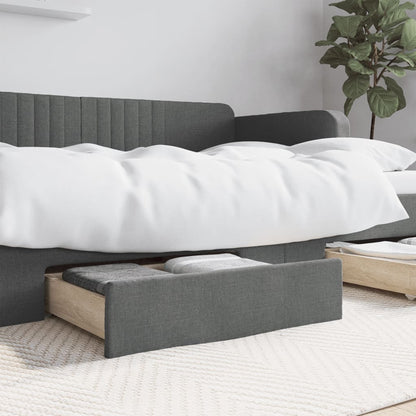 Cajones De Cama 2 Uds Madera De Ingeniería Y Tela Gris Oscuro / Vetonek_4