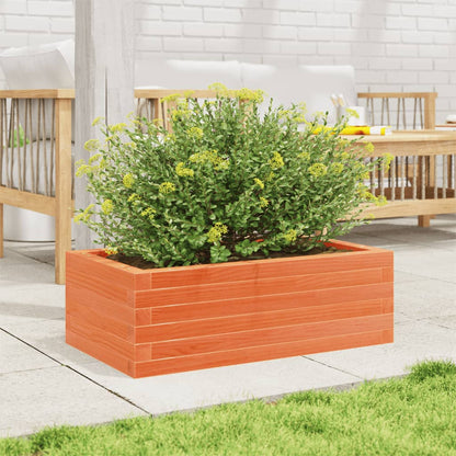 Jardinera De Madera Maciza Pino Marrón Cera 70x40x23 Cm_2
