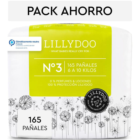 Lillydoo Pack de Fraldas, Tamanho 3, 6-10 kg, 165 unidades