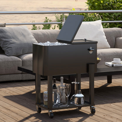Outsunny Carro De Bebidas Refrigerado 56l Con Ruedas 67x35x80 Cm Negro_1