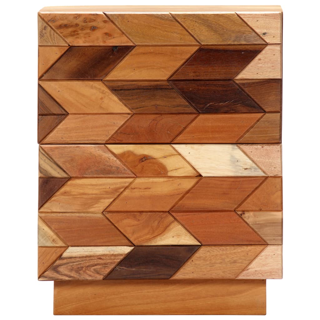 Mesita De Noche De Madera Maciza Reciclada 40x30x50 Cm_2