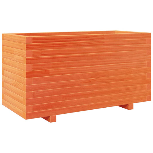 Jardinera Madera Maciza De Pino Marrón Cera 90x40x49,5 Cm_0