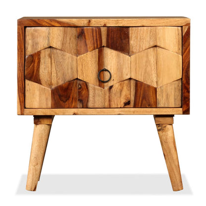 Mesita De Noche Con 1 Cajón Madera Maciza De Sheesham_0