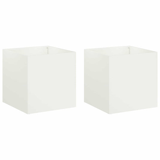 Macetero De Jardín 2 Uds. Blanco 25 X 25 X 25 Cm_0