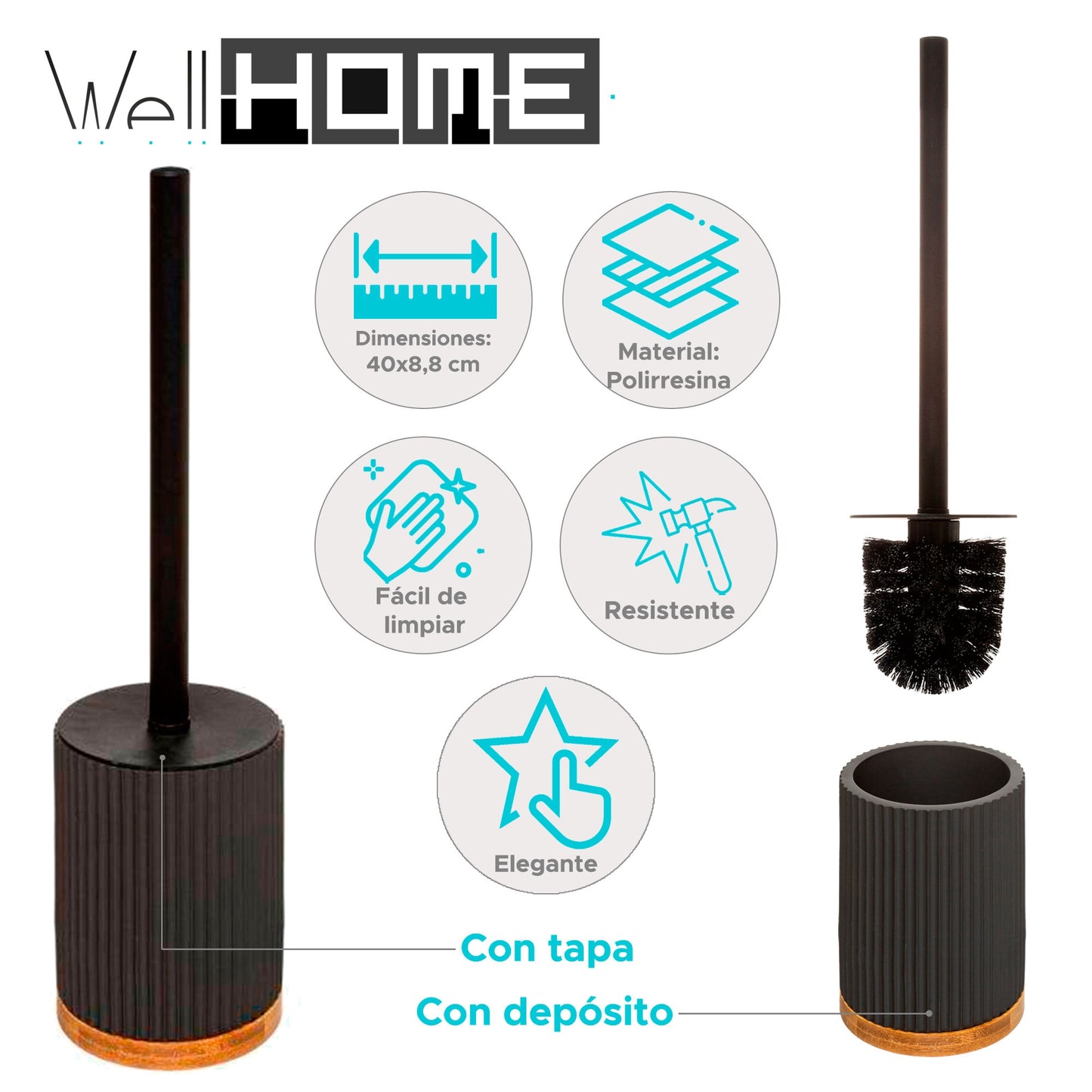 Well Home Escobilla Para Wc Con Depósito Color Negro_1