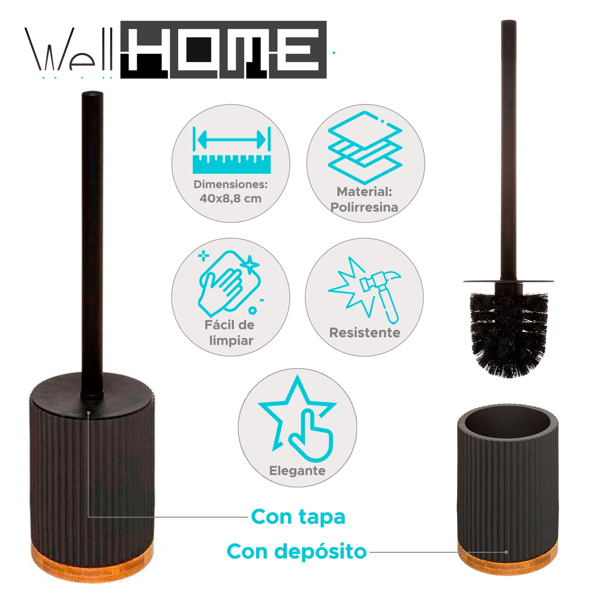 Well Home Escobilla Para Wc Con Depósito Color Negro_1