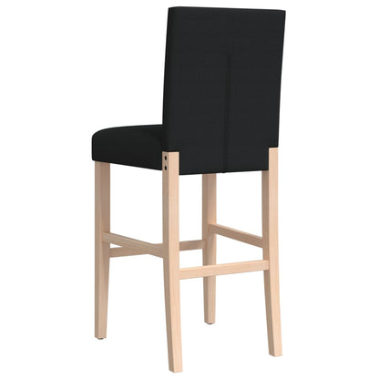 Taburetes Altos 2 Uds Madera Maciza De Caucho Y Tela_5