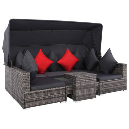 Vidaxl Set De Sofás De Jardín 7 Piezas Y Cojines Ratán Sintético Gris_2