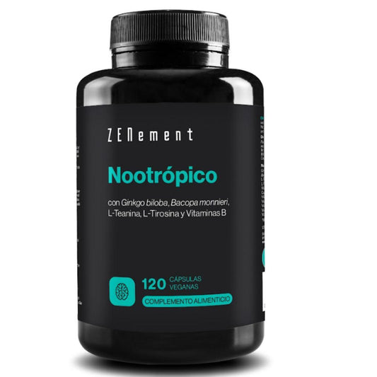 Nootrópico, com ginkgo biloba, bacopa, teanina, tirosina e vitaminas do complexo B Zenement, 120 comprimidos