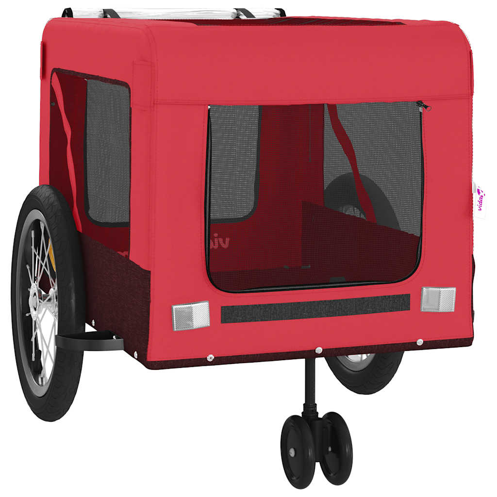 Remolque De Bicicleta Mascotas Hierro Tela Oxford Rojo Negro_5