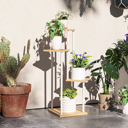 Outsunny Estantería Para Plantas De 4 Niveles De Madera 53x42x85 Cm Natural_1