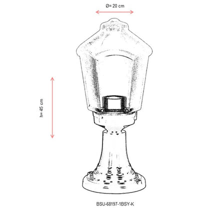 Aplique De Suelo Faro Para Exterior, Abs , Negro, 20x20x45, Casquillo E 27 Max 60 W