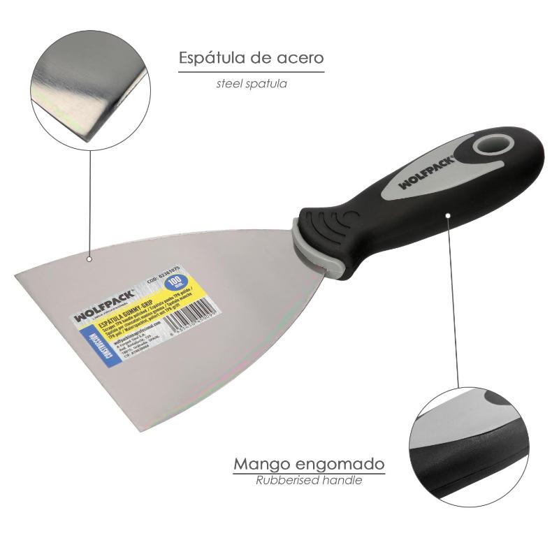 Espatula Mango Gummy Grip Hoja 100 Mm. Espatula Yeso, Espatula Pintor, Espatula Masillas, Espatula Pladur, Etc.