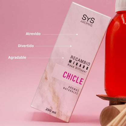 Recambio Mikado Chicle 200 ml con Varillas | Aroma Dulce y Divertido | Refill Difusor | Larga Duración_2