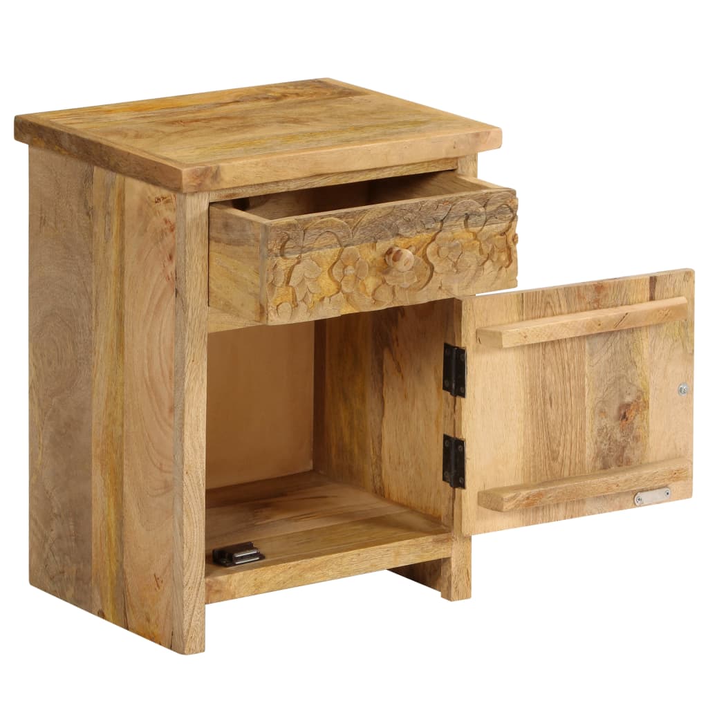 Mesita De Noche De Madera Maciza De Mango 40x30x50 Cm_3