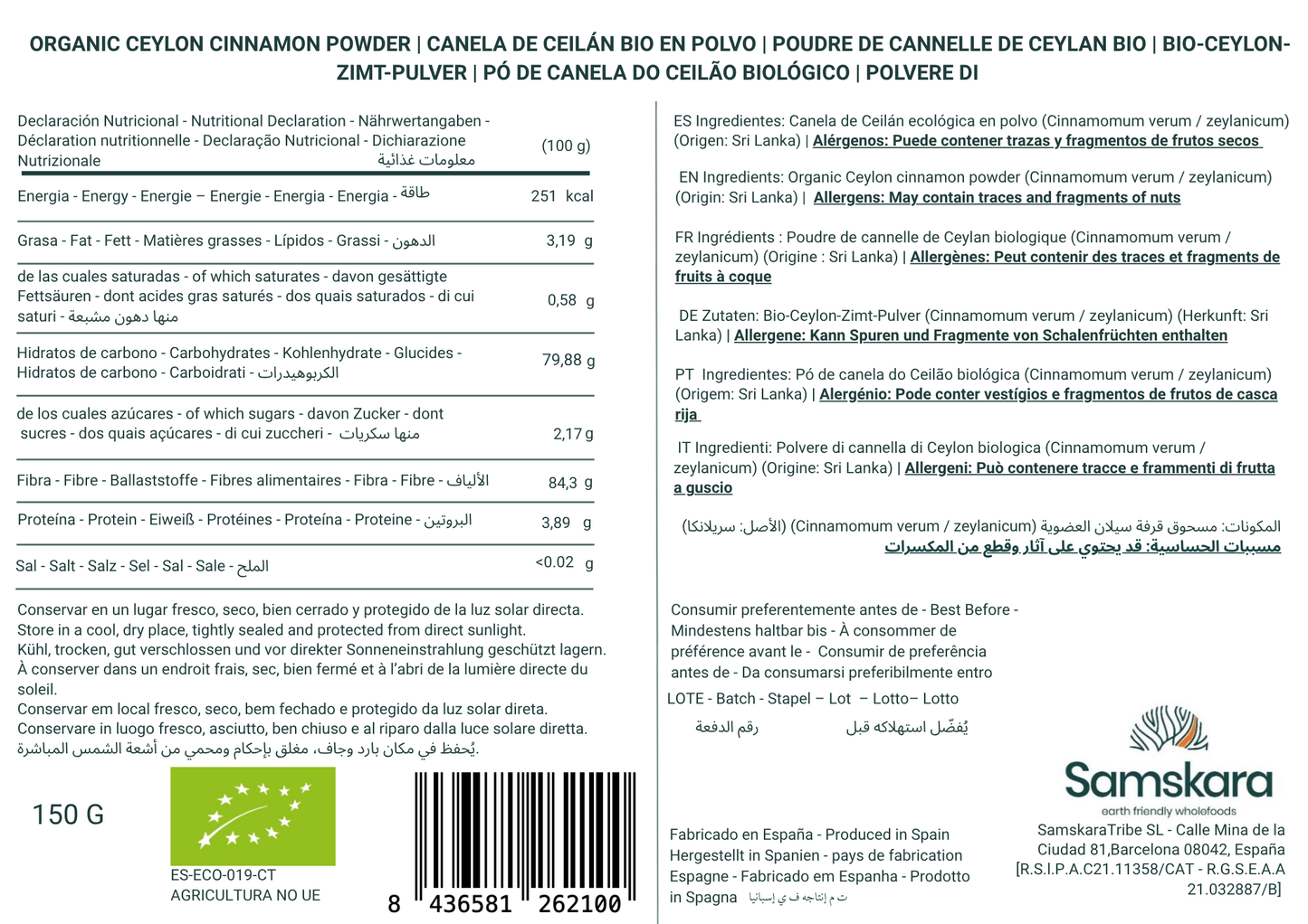 Canela De Ceilán En Polvo Bio - 150g | Superalimento Ecológico Vegano Para Batidos, Smoothies Y Zumos_1