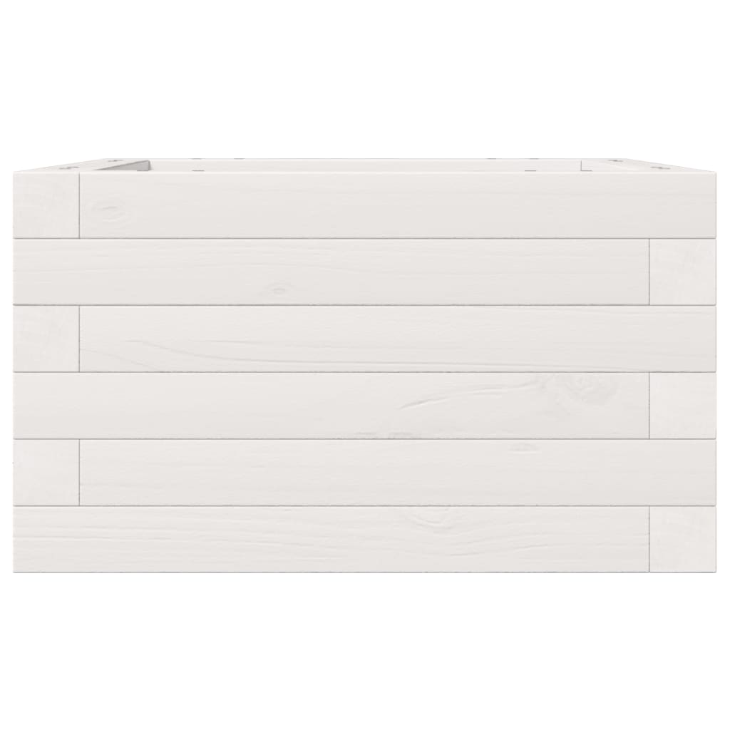 Jardinera De Madera Maciza De Pino Blanca 40x40x23 Cm_4