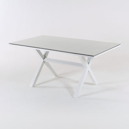 Mesa Auxiliar Cristal Templado, Patas En X, Aluminio Y Cristal, Color Blanco, 140x80cmx65cm_2