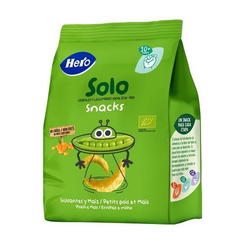 Snacks de guisantes y maíz Eco-Bio desde 10 meses bolsa 40 g Hero Solo