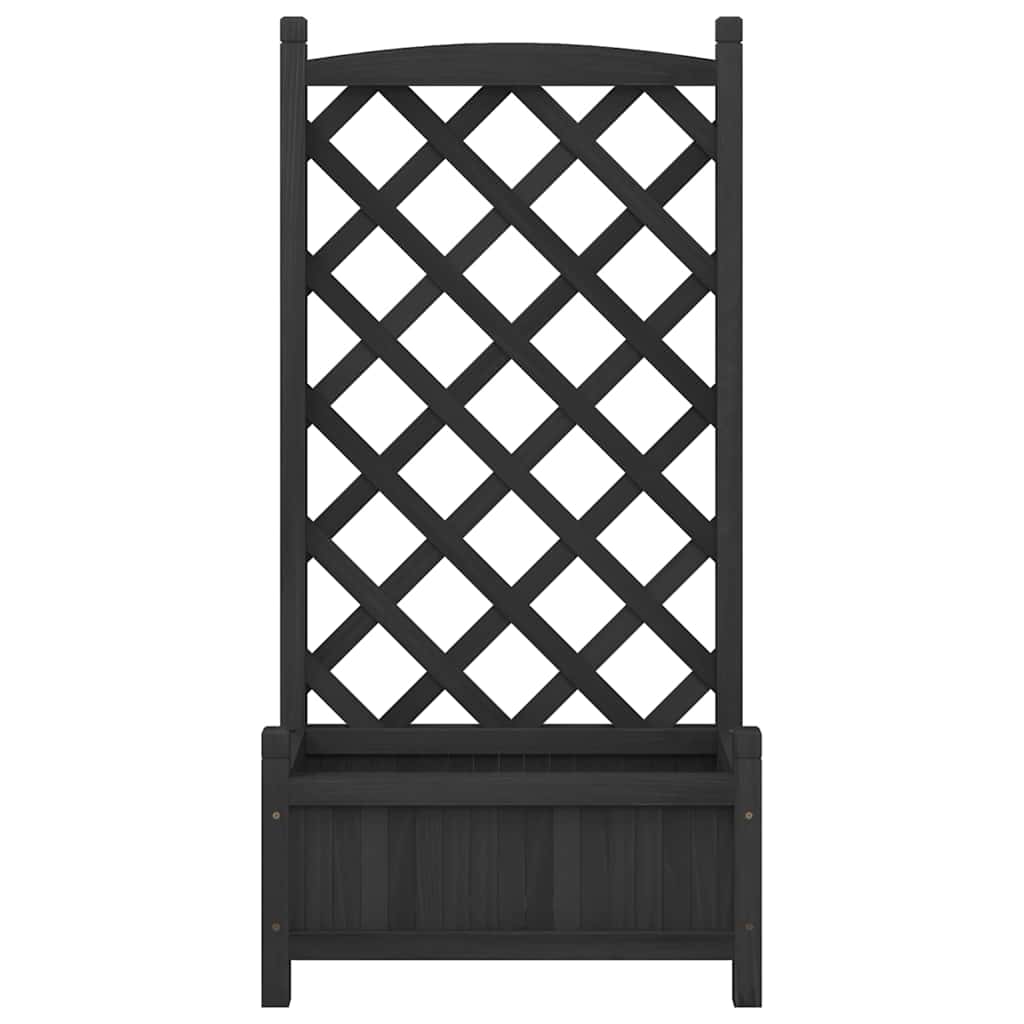 Jardinera Con Enrejado Negro 55x29,5x110 Cm Madera Maciza De Abeto_3