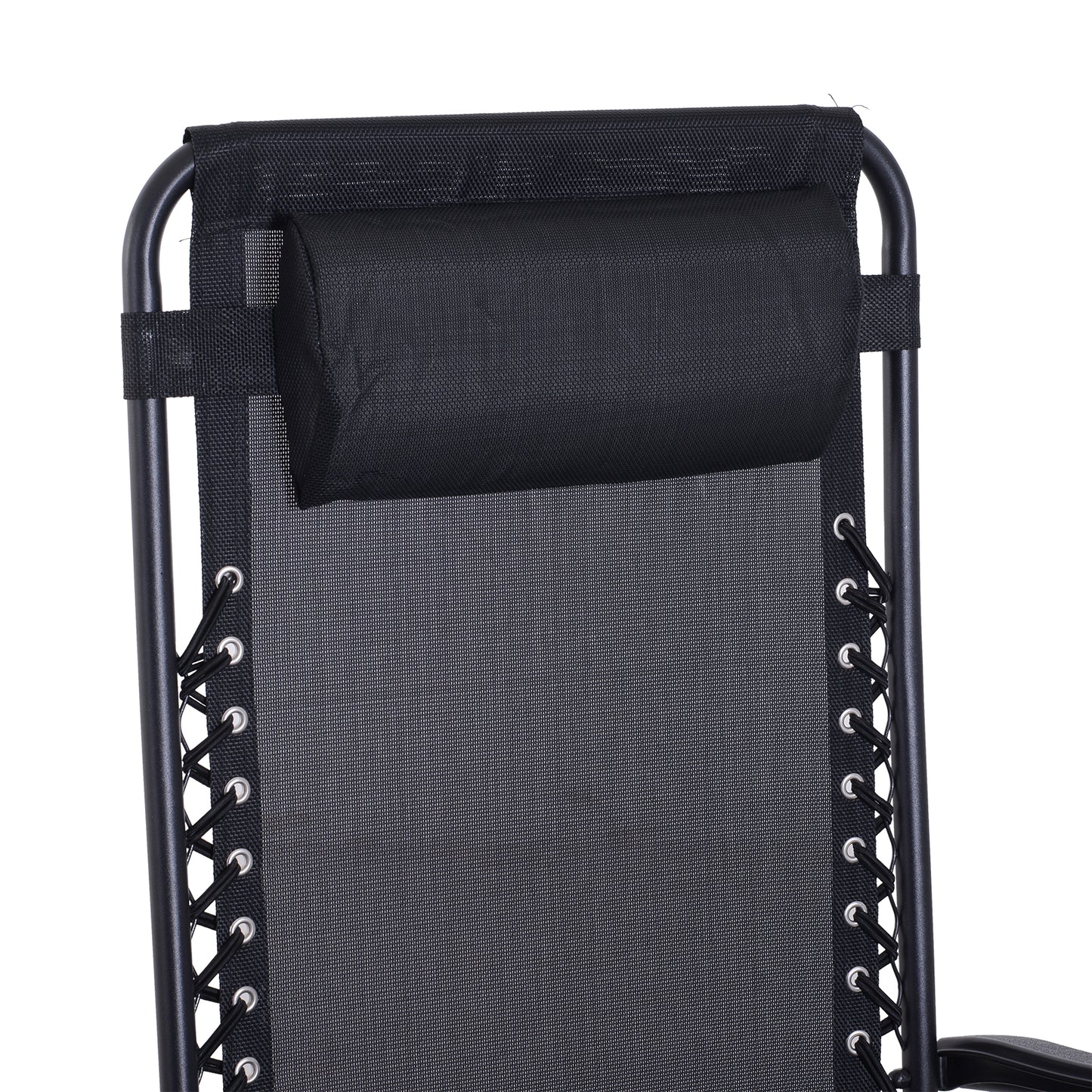 Outsunny 2 Sillas De Gravedad Cero Plegables Mesa Auxiliar Con Portavasos Negro_3