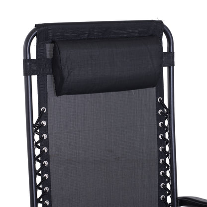 Outsunny 2 Sillas De Gravedad Cero Plegables Mesa Auxiliar Con Portavasos Negro_3
