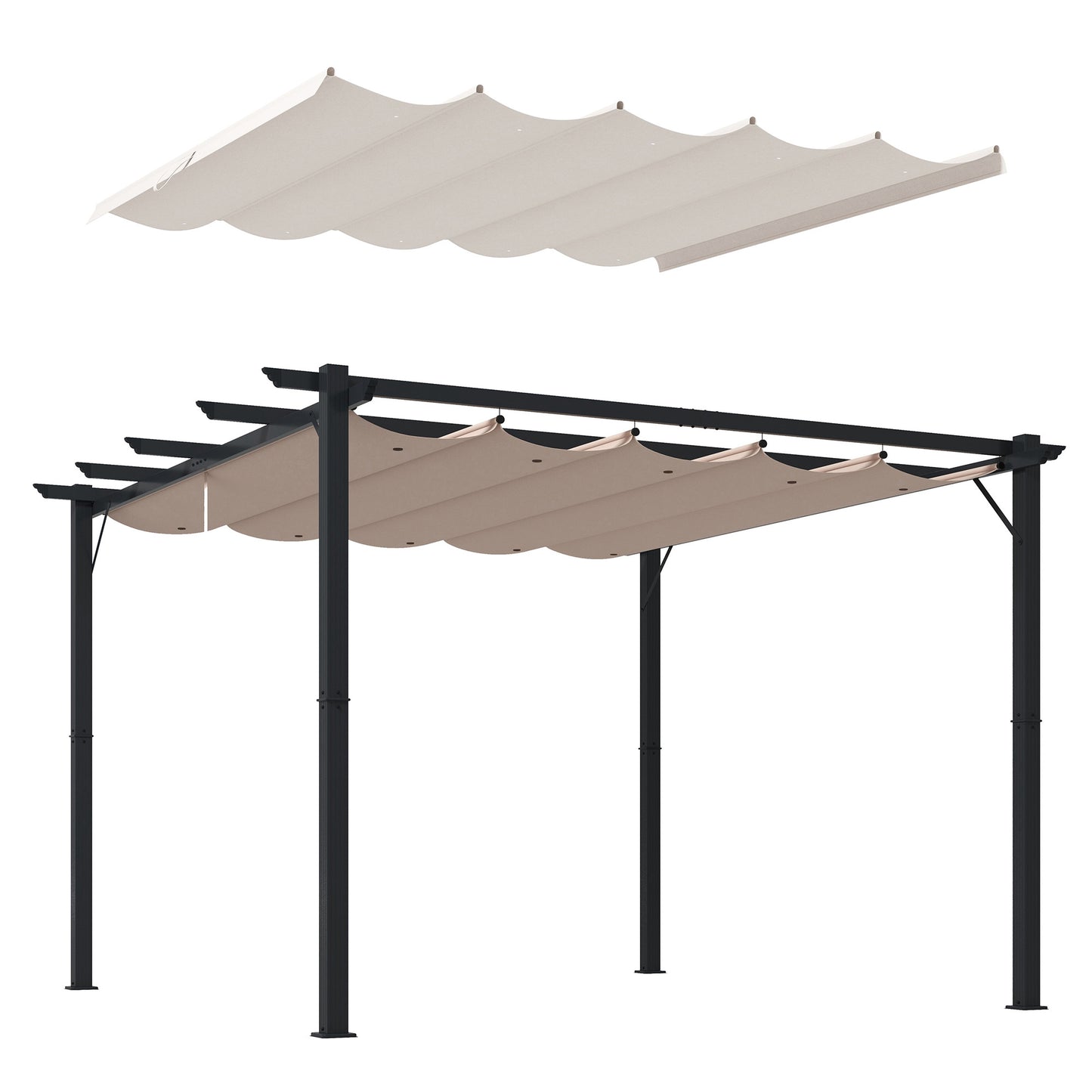 Outsunny Conjunto De Pérgola Incluye 1 Pérgola De Jardín Y 1 Cubierta_0