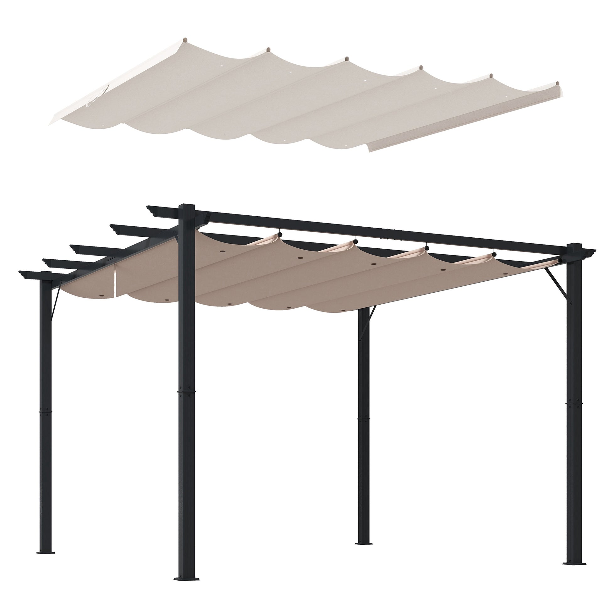 Outsunny Conjunto De Pérgola Incluye 1 Pérgola De Jardín Y 1 Cubierta_0