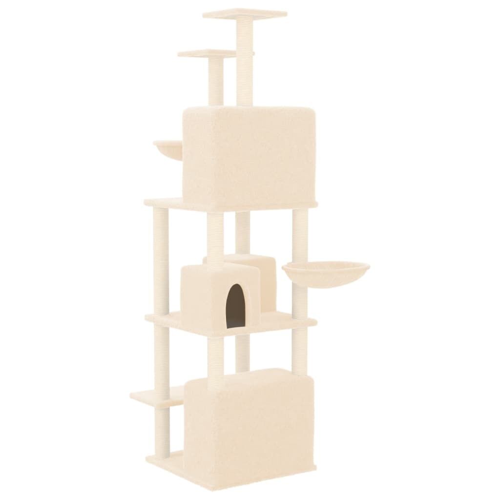 Vidaxl Rascador Para Gatos Con Postes De Sisal Crema 180 Cm_4