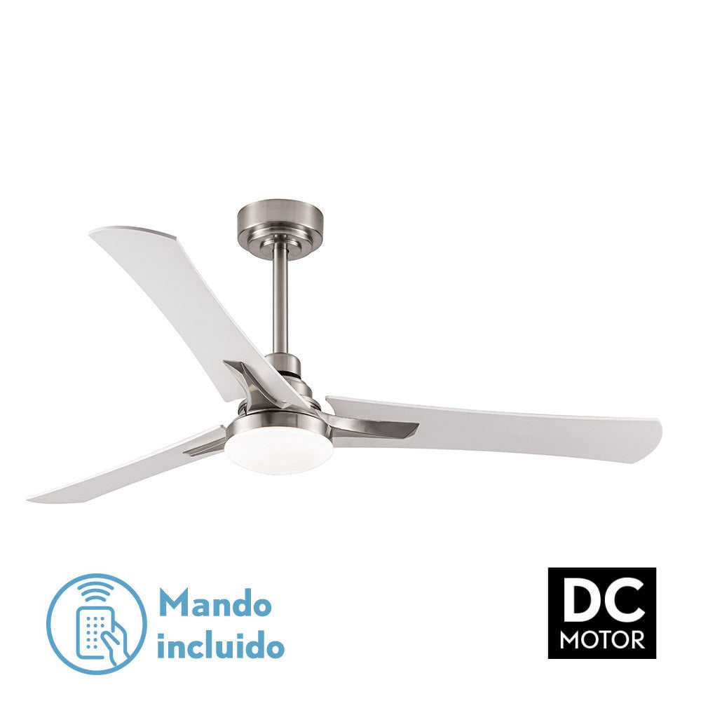 Ventilador 22w Dc Coro Niquel 3asp Blanco/haya 6velocidades 3colores 2180lm 132d C/remoto, Memoria Y Temporizador_0