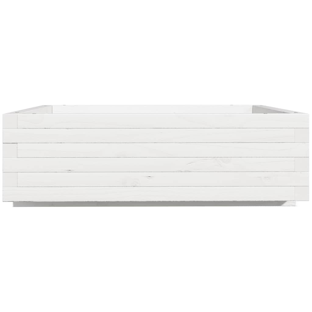 Jardinera De Madera Maciza De Pino Blanca 80x80x26,5 Cm_5