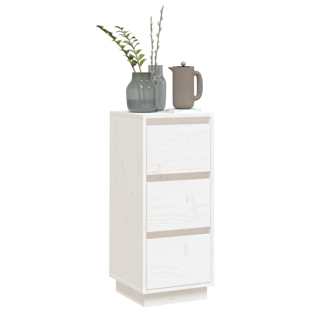 Aparador De Madera Maciza De Pino Blanco 32x34x75 Cm / Vetonek_4