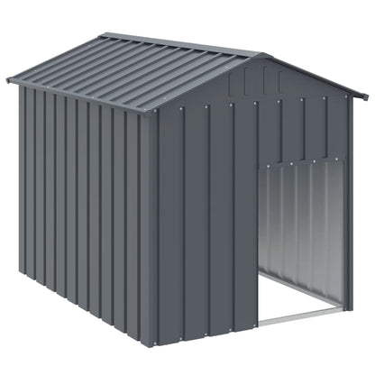 Caseta Perros Con Tejado Acero Galvanizado Gris 117x153x123 Cm_0