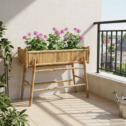 Jardín Macetero Con Soporte Natural 100 X 38 X 74 Cm Bambú_1