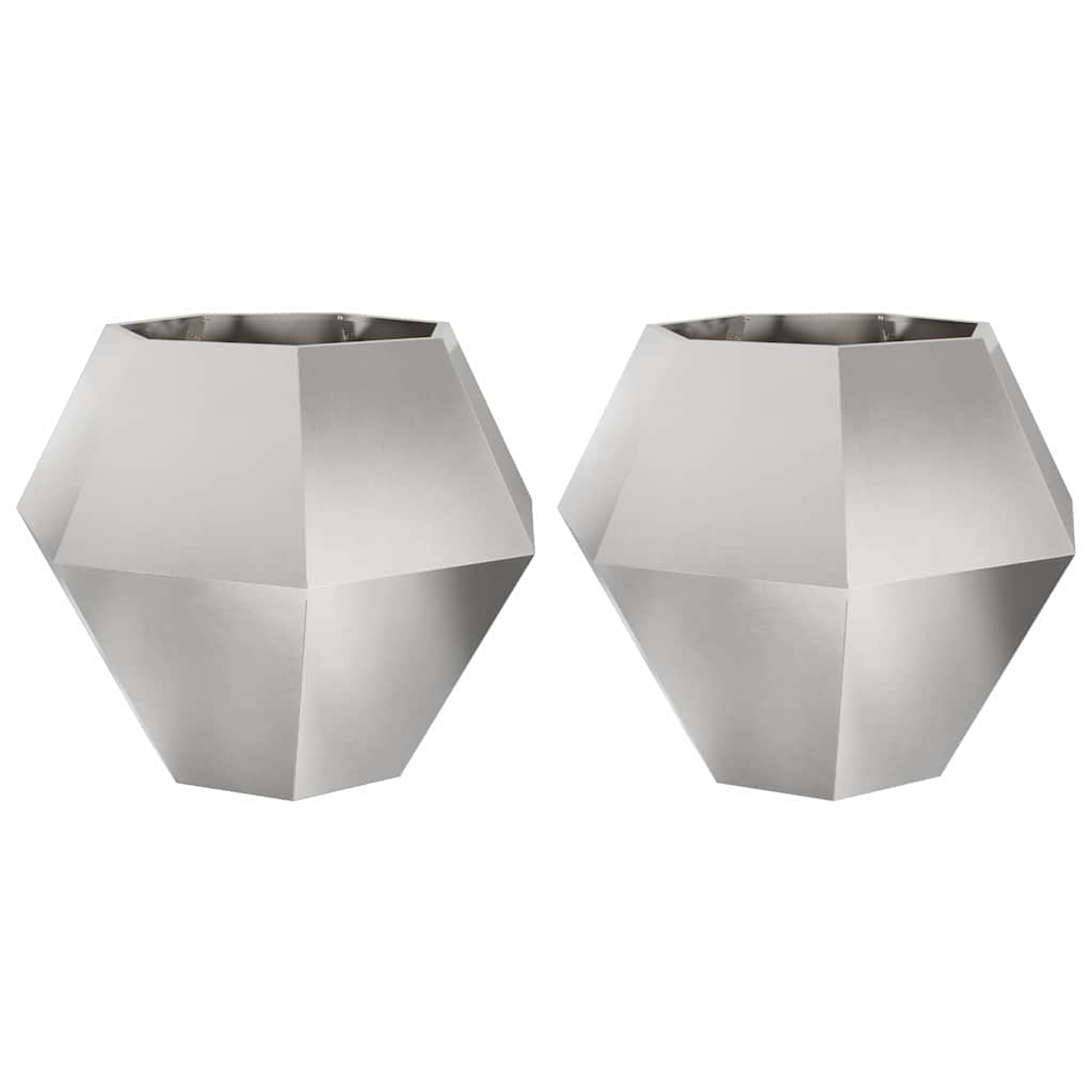 Jardinera 2 Uds. Plateado 100 X 100 X 80 Cm Acero Inoxidable_0
