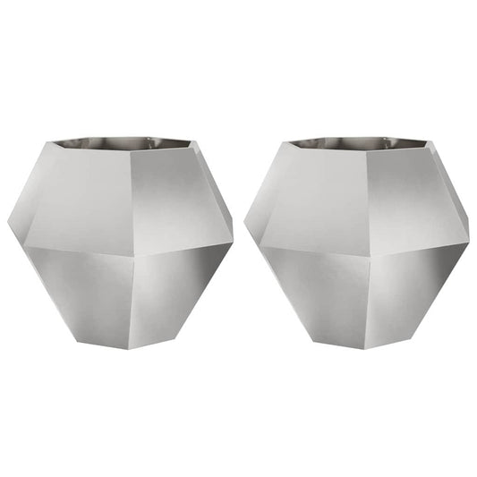 Jardinera 2 Pcs Plateado 100 X 100 X 80 Cm Acero Inoxidable_0