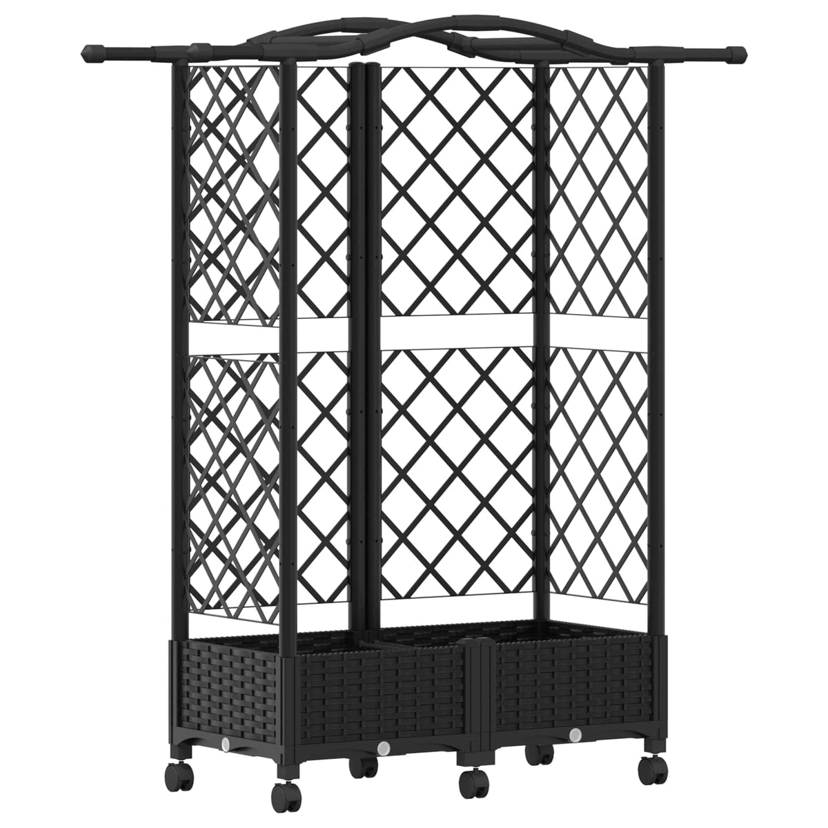 Cama Elevada Con Trellis Y Techo Negro 124 X 40 X 129 Cm Pp_0