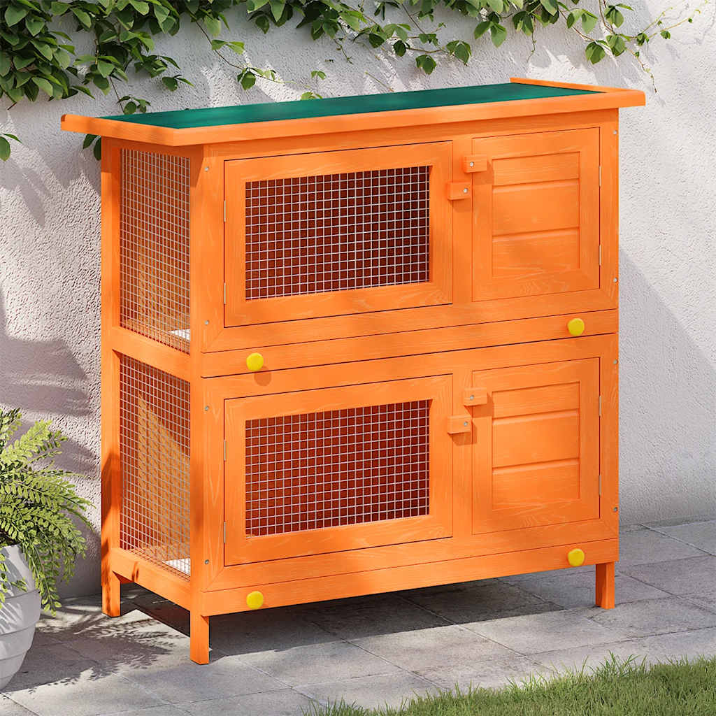 Jaula De Madera Para Conejos Pequeños De Exterior Con 4 Puertas_1