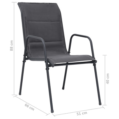 Vidaxl Sillas De Jardín Apilables 2 Uds Acero Textilene Gris Antracita_2