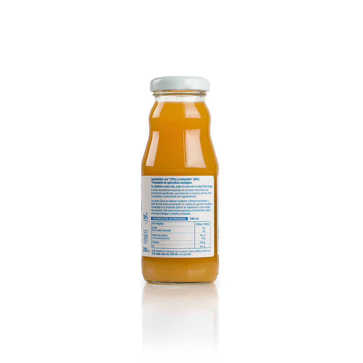 Ékolo Bio 100% sumo de pêssego e uva espremido 200ml