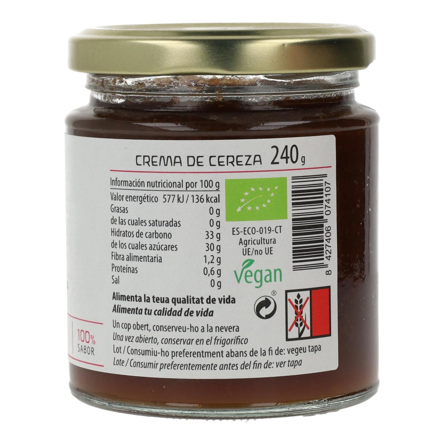 Geleia de cereja biológica Cal Valls, 240 g