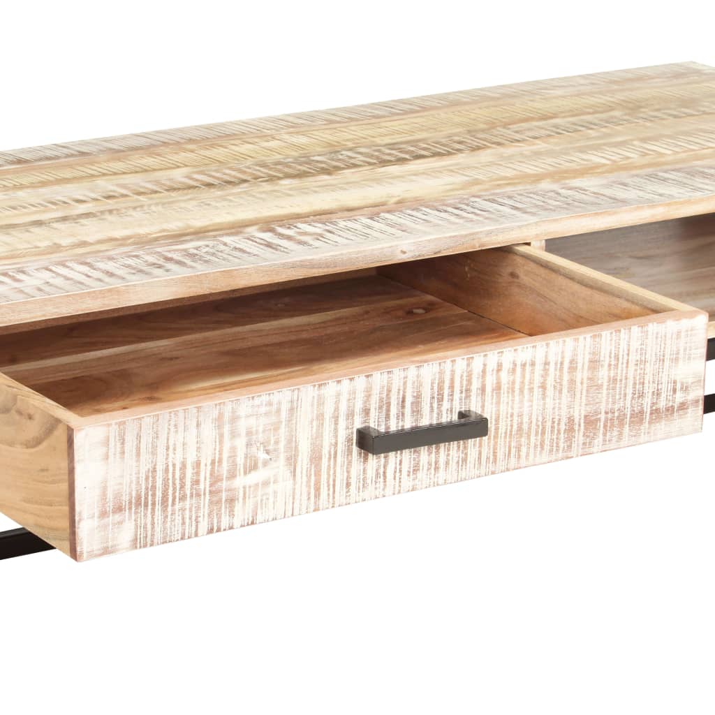 Mesa De Centro De Madera Maciza De Acacia 117x50x30 Cm_4