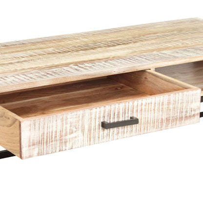 Mesa De Centro De Madera Maciza De Acacia 117x50x30 Cm_4