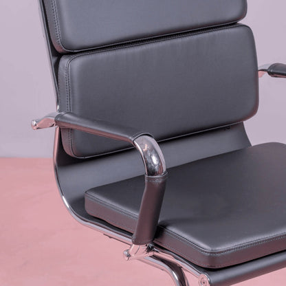 Silla De Oficina Sin Ruedas Con Respaldo Bajo Y Tapizada En Polipiel - Alu S_2