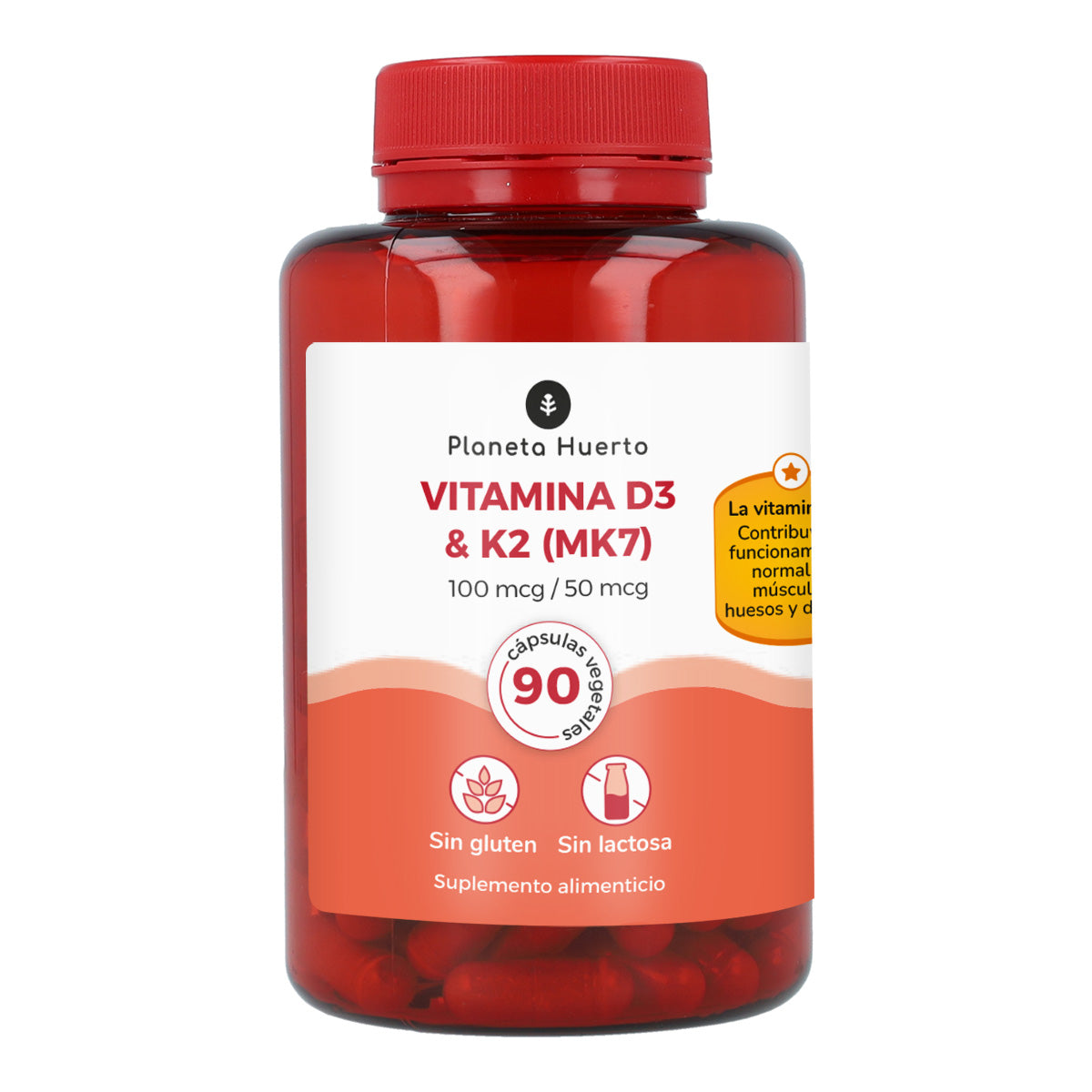 Vitamina D3 e K2 (Mk7) Planeta Huerto 90 Cápsulas