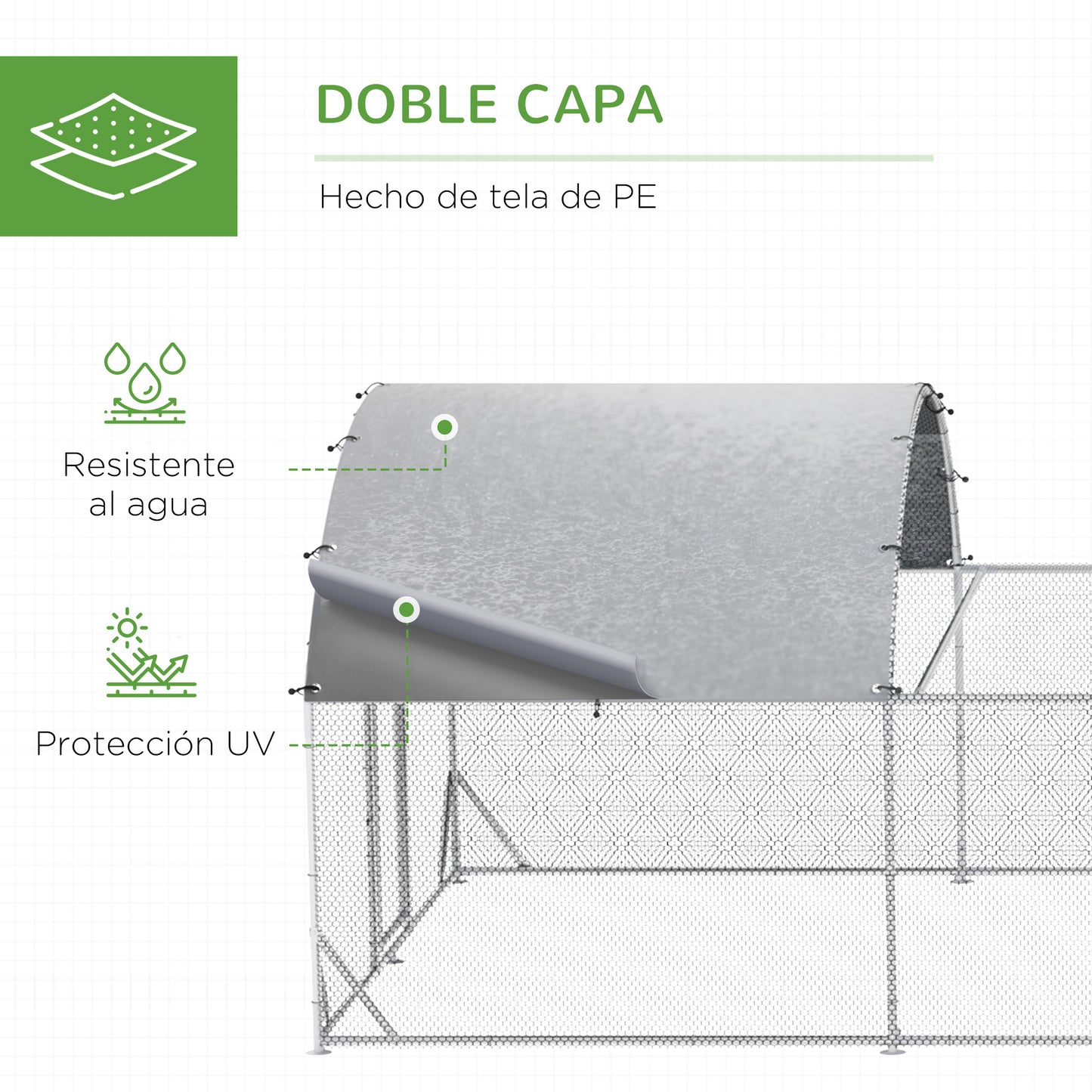 Pawhut Gallinero Exterior De Acero Galvanizado 7,6x2,8x1,95 M Con 4 Pisos Plata_5