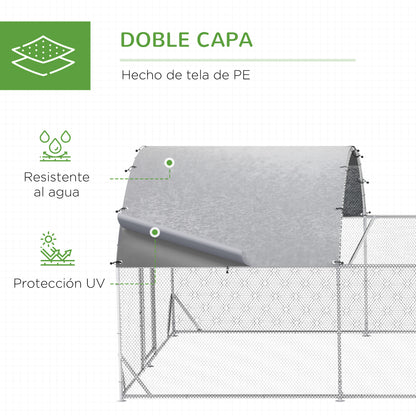 Pawhut Gallinero Exterior De Acero Galvanizado 7,6x2,8x1,95 M Con 4 Pisos Plata_5