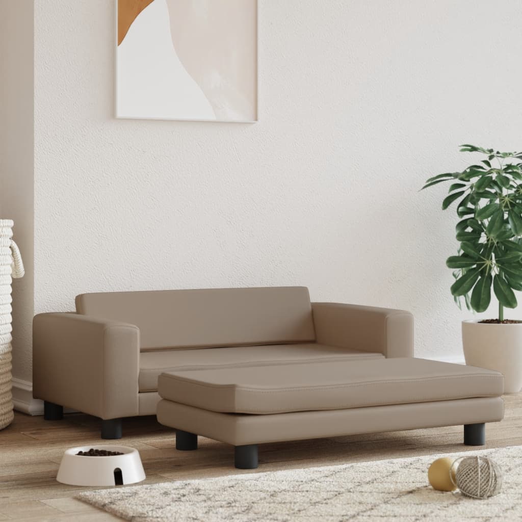Cama De Perros Extensión Cuero Sintético Capuchino 100x50x30 Cm / Vetonek_5