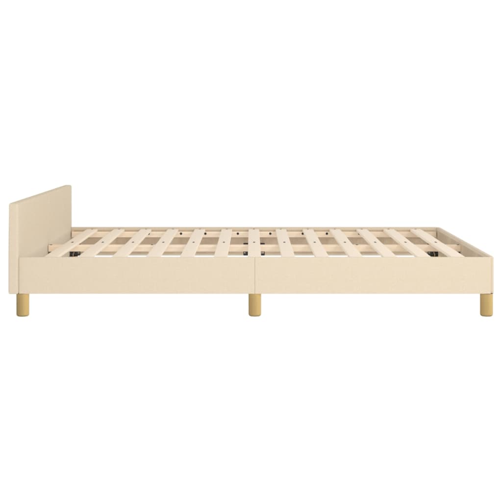 Estructura De Cama Con Cabecero De Tela Color Crema 140x200 Cm / Vetonek_4